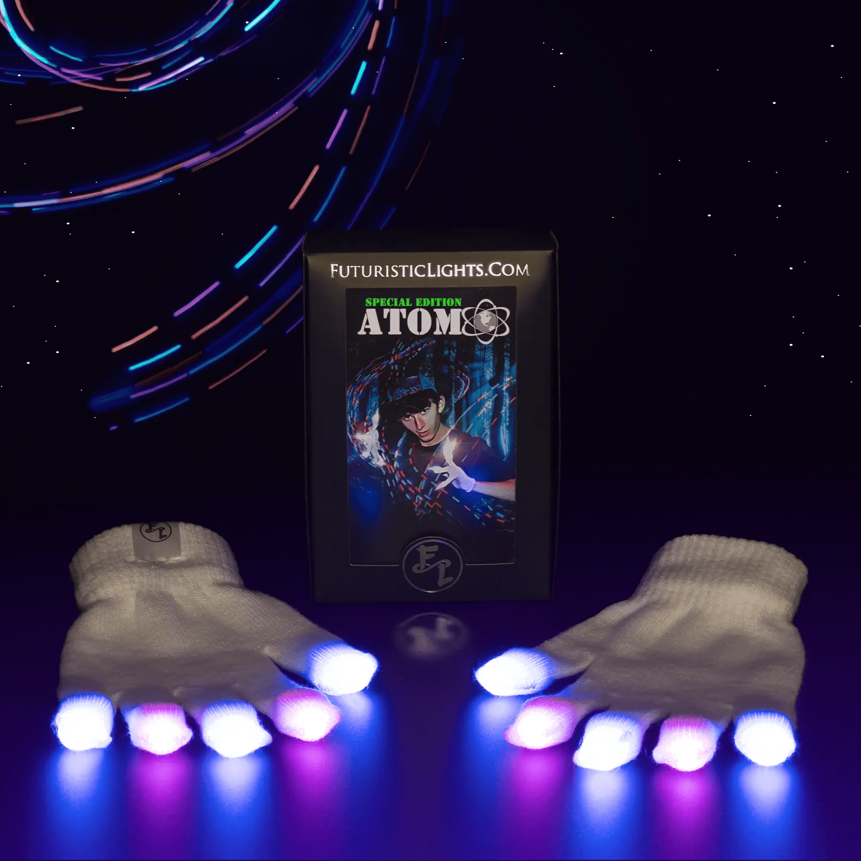 SE Atom Motion Reactive LED Light Gloves - Futuristic Lights