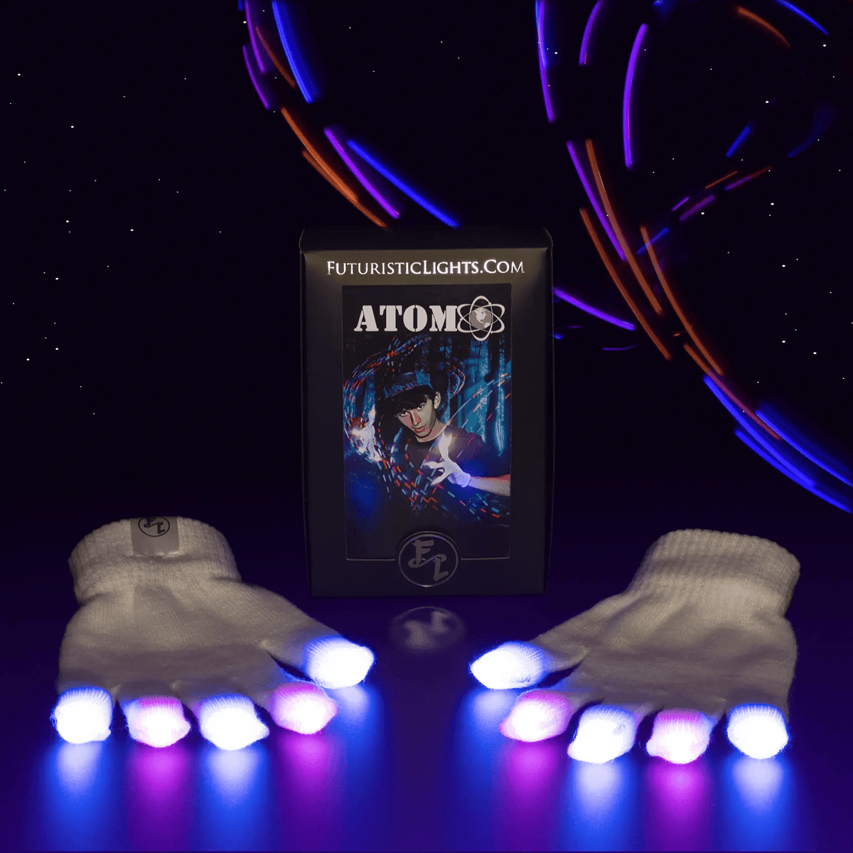 atomic handschuhe Atom LED Glove Set – Motion Reactive, Customizable & Wireless Sync X-L
