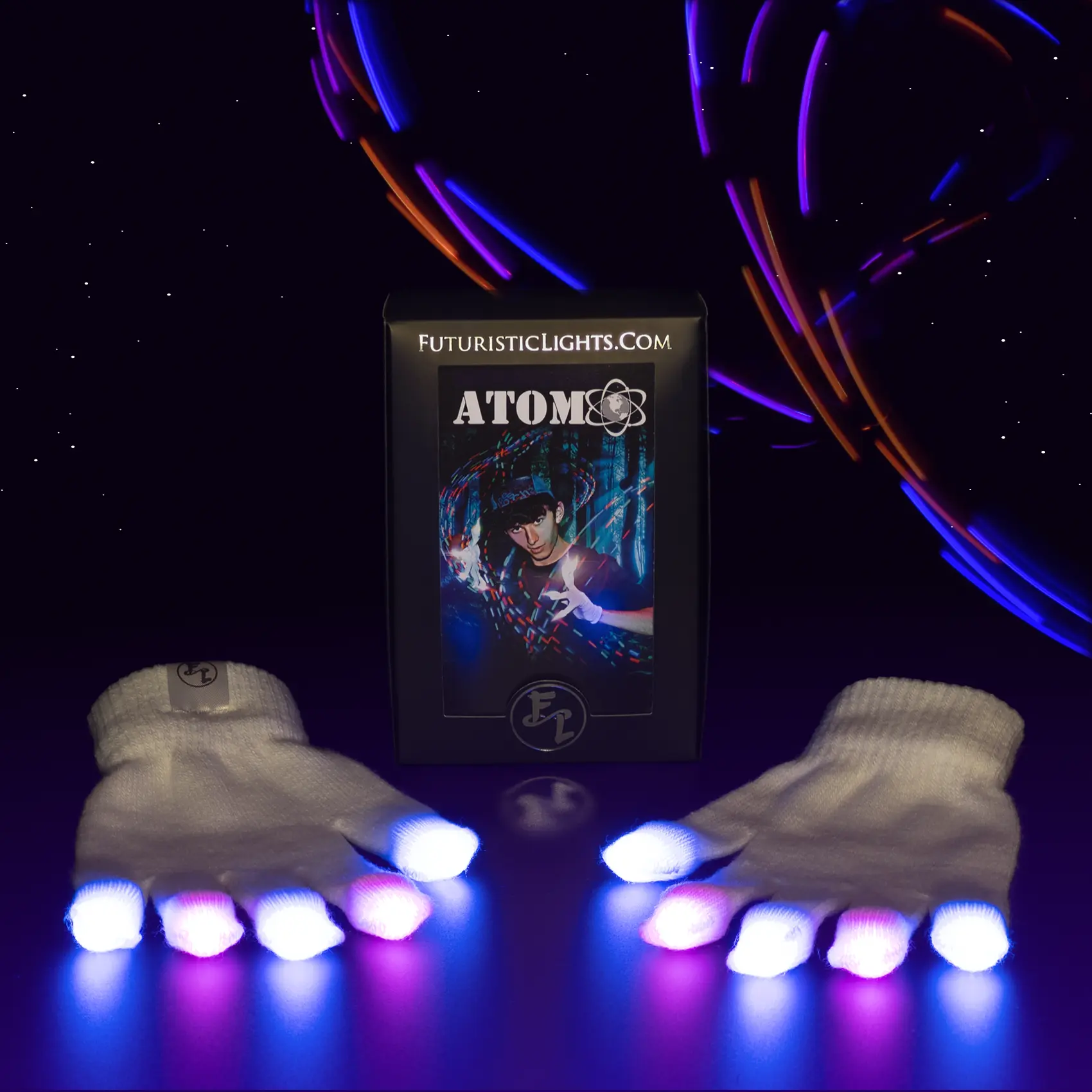 Atom Motion Reactive LED Light Gloves (Frosted Bulb) - Futuristic Lights